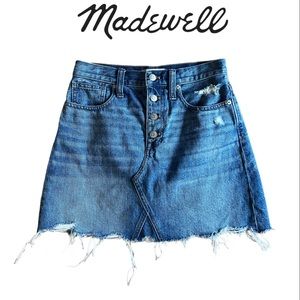 MADEWELL Rigid Denim A-Line Denim Skirt/ Size 26/ Jean Mini Skirt/ Distressed